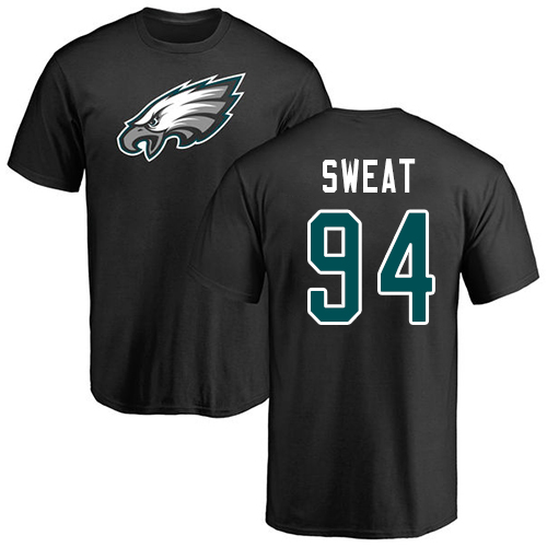 Men Philadelphia Eagles #94 Josh Sweat Black Name and Number Logo NFL T Shirt->nfl t-shirts->Sports Accessory